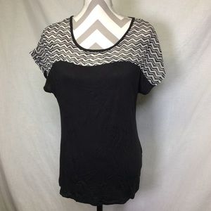 Rue Juju Women’s Black Zigzag Sheer On Top